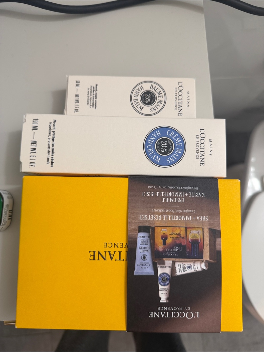 L'OCCITANE White Tubes with Yellow Gift Box Hand Cream Set